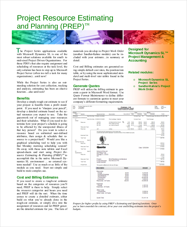 8+ Project Estimate Templates Free Sample, Example, Format