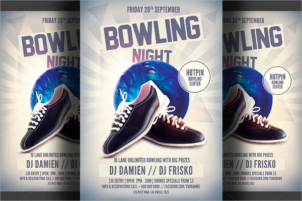 bowling night flyer template