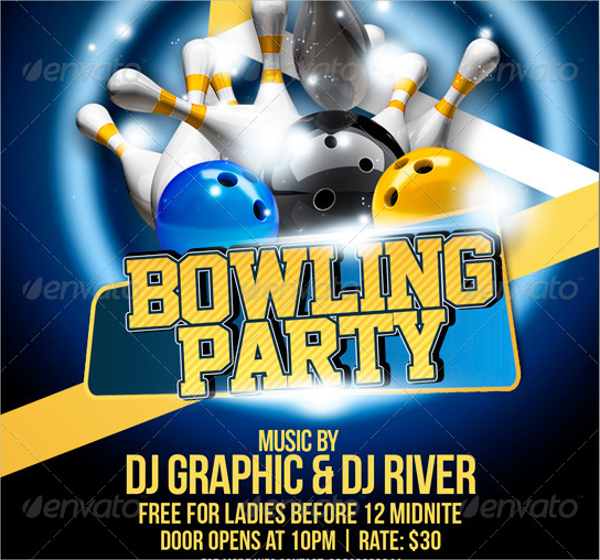 bowling party flyer template