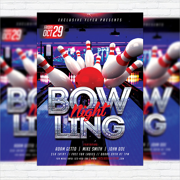 bowling match flyer template