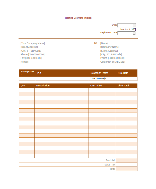 Roofing Invoice Template 10+ Free Word, PDF Documents Download