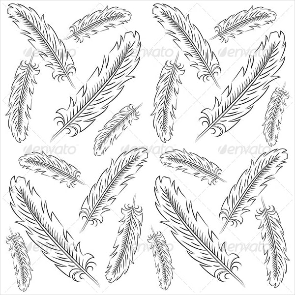 hand drawn feather pattern