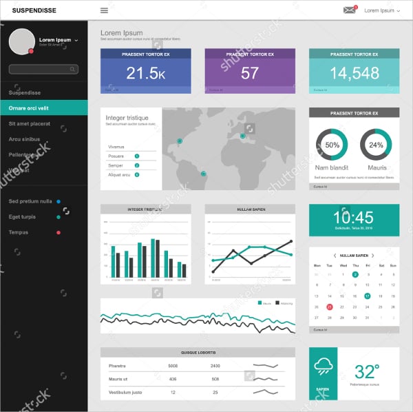 one page dashboard template design