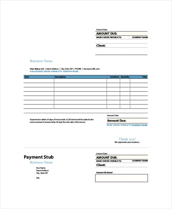 sample invoice indesign template