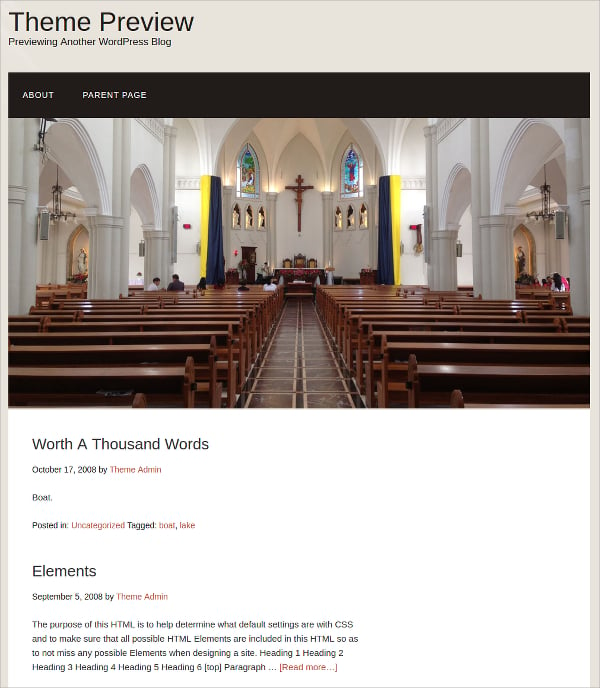 free church wordpress website template