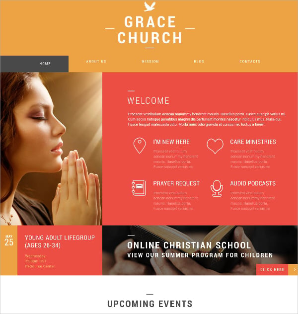 religious grace church organization wordpress theme
