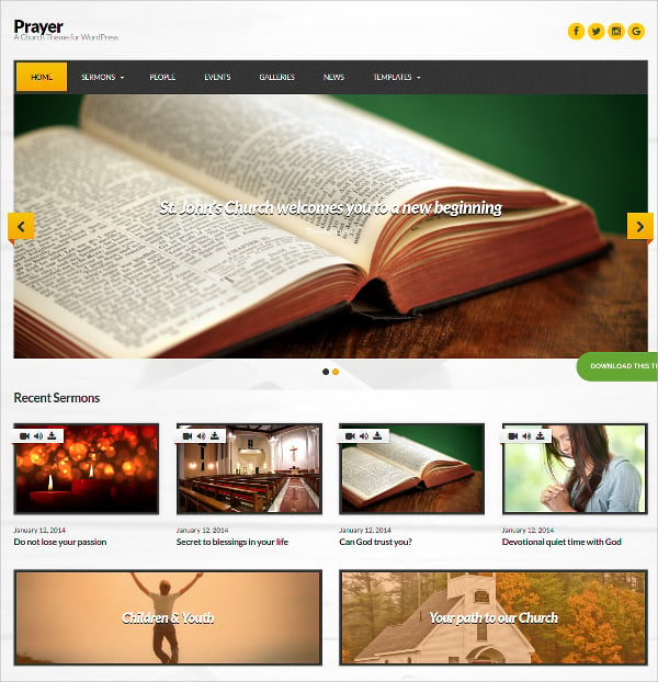 perfect church wordpress website theme