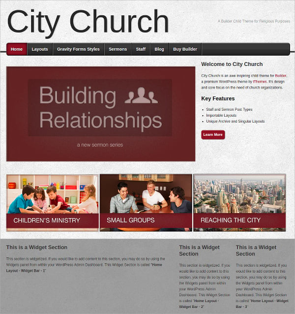 city church child website theme