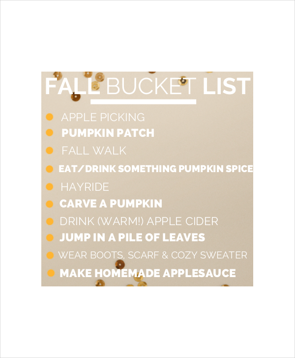 fall bucket list template