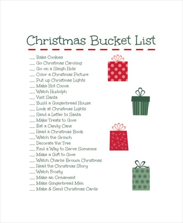 christmas bucket list template