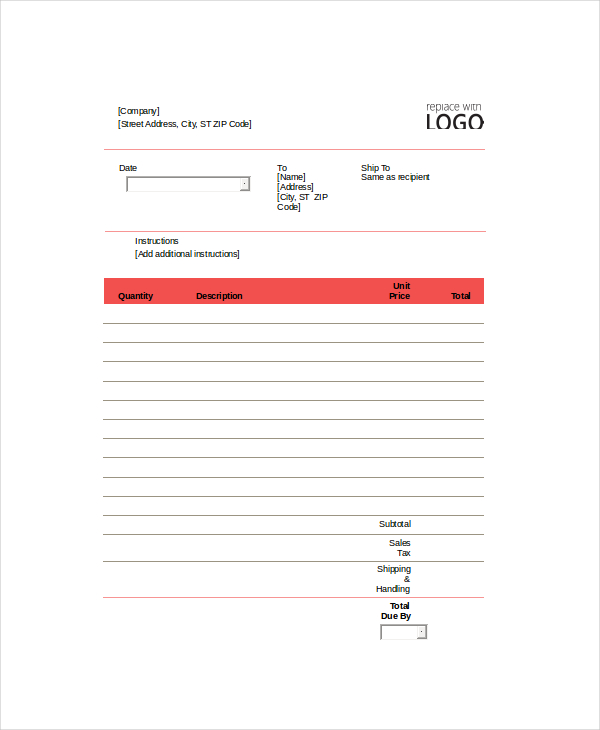 self employed contractor invoice template