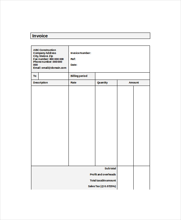 self employed printable invoice template uk