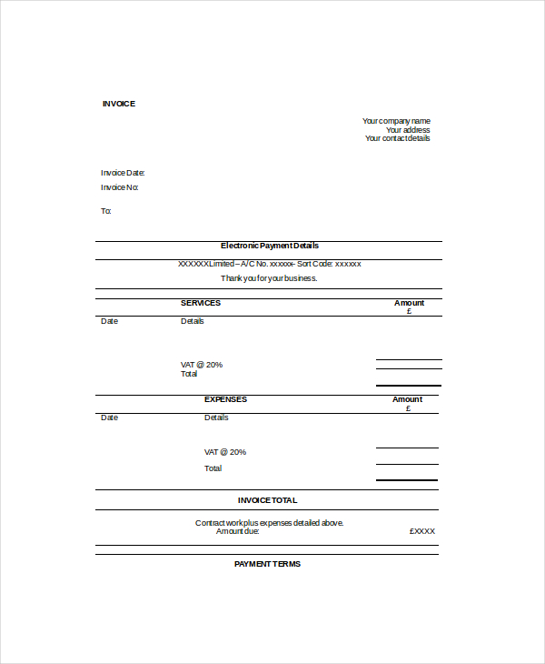 self employed simple invoice template