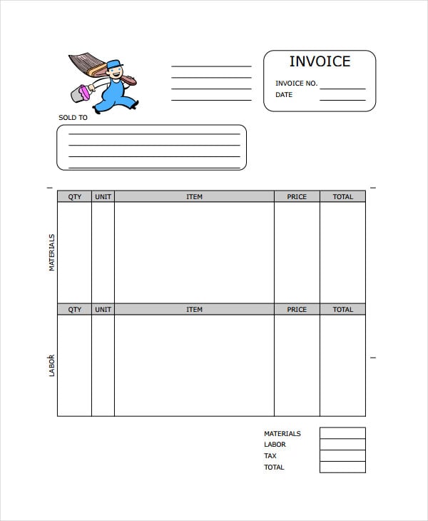 painting contractor invoice template