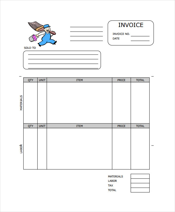 painting contractor invoice template