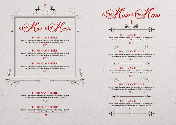 vintage christmas menu template