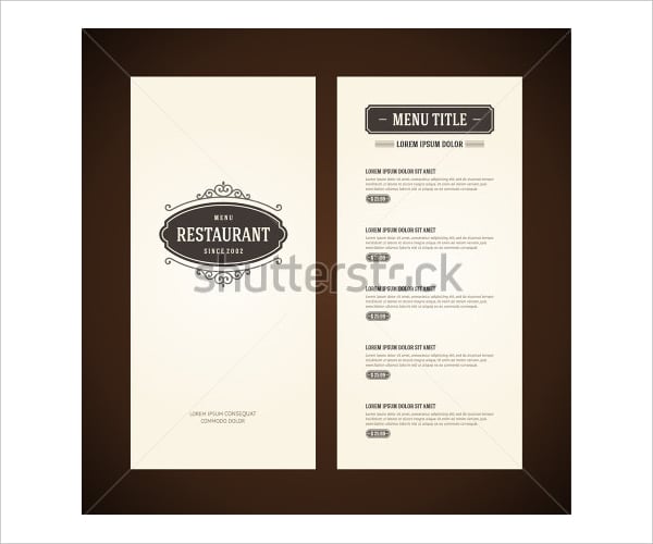 vintage style menu template