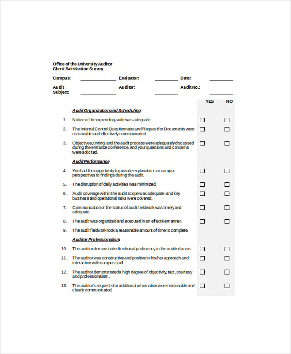 client satisfaction survey template