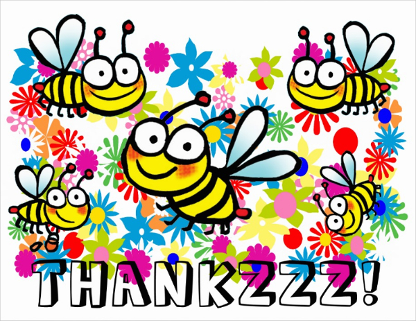 funny cute cartoon bees thank you card