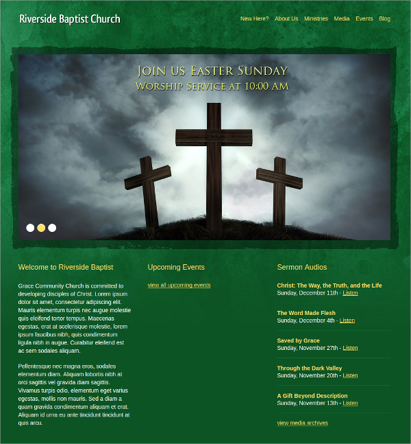 free designed church website theme
