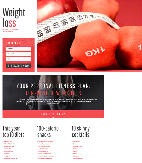 weight loss treatment one page website template