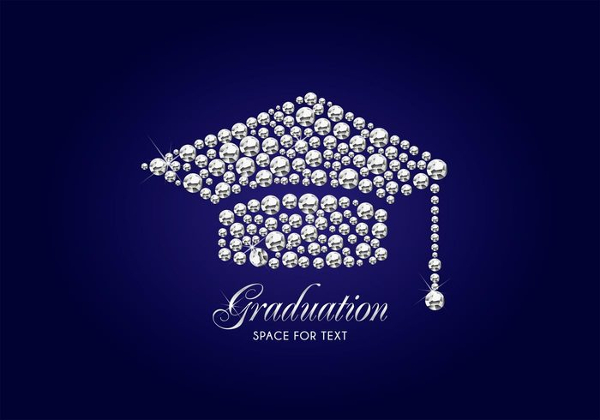 free diamond graduation cap vector