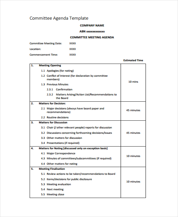 Company Meeting Agenda Template - 7+ Free Word, PDF Document Download