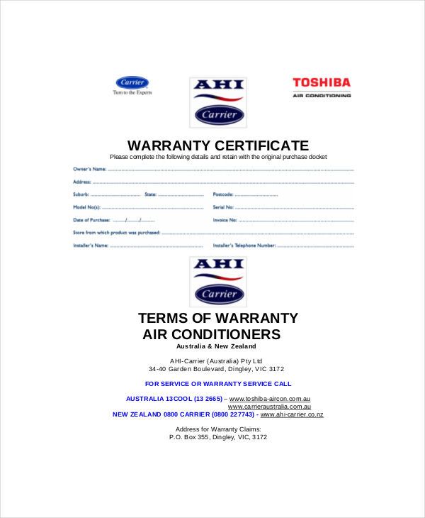 Warranty Certificate Template 24+ Word, PDF Documents Download