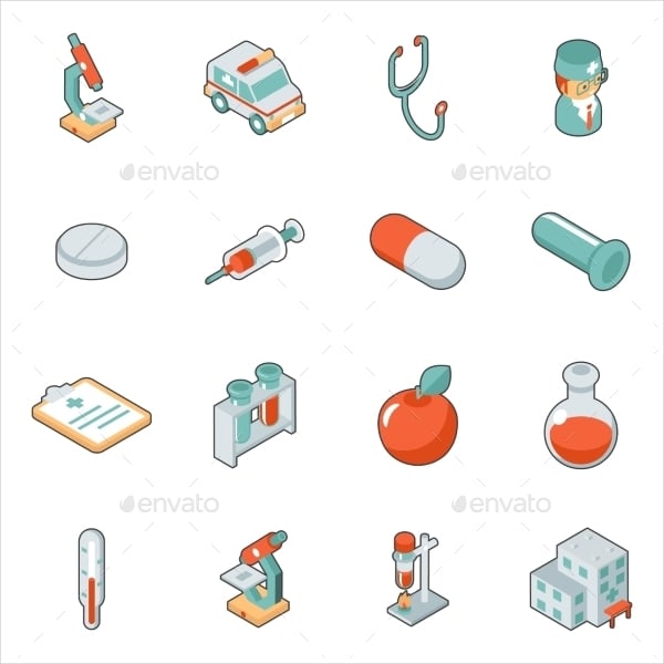 isometric health icons
