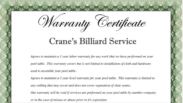 Warranty Certificate Template 10 Free Word Pdf Documents Download Free Premium Templates