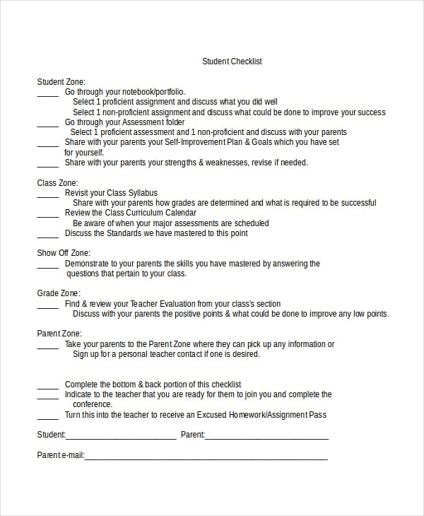 individual-student-checklist-template