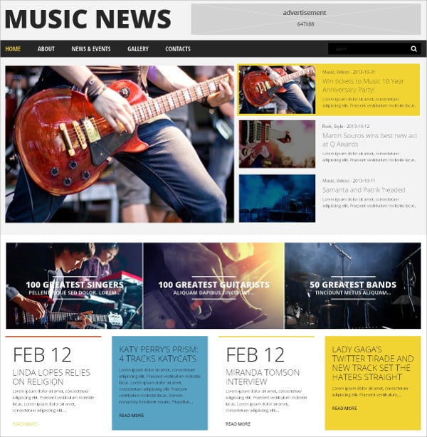 music events news wordpress theme