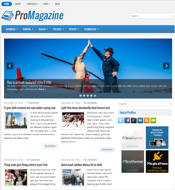 business sports free responsive wordpress theme