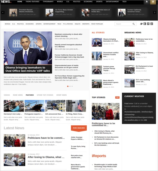 news reporting wordpress theme