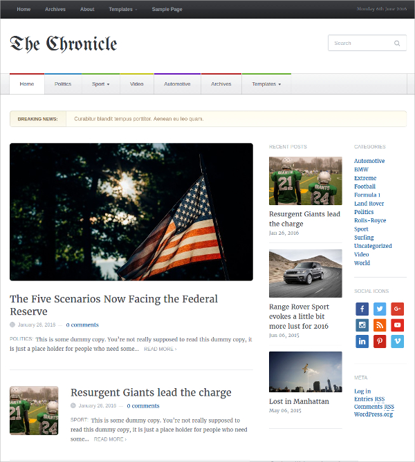 responsive minimal news wordpress theme