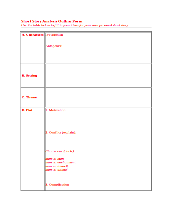 Story Outline Template 6 Free Word PDF Document Download