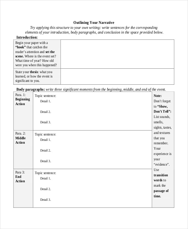 story writing outline template