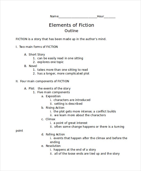 fiction story outline template