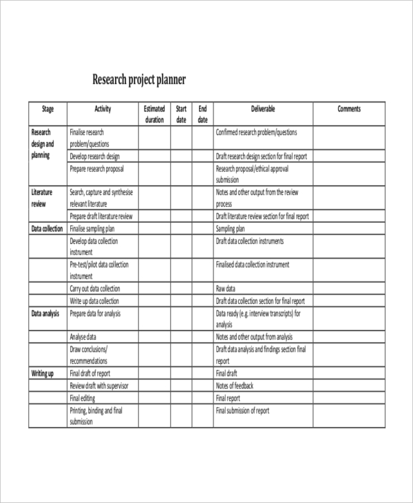 Research proposal timeline example