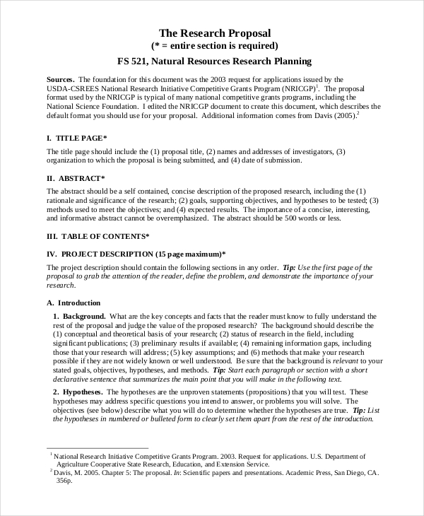 chapter 2 research proposal format