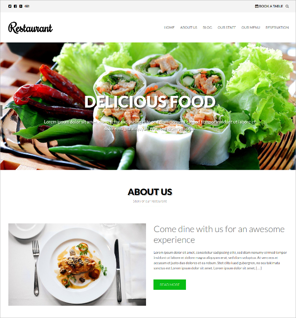 free restaurant food wordpress theme