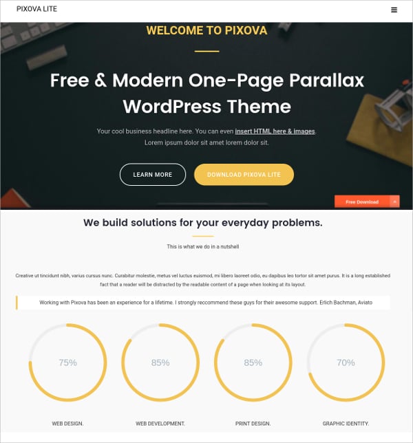 free parallax wordpress theme