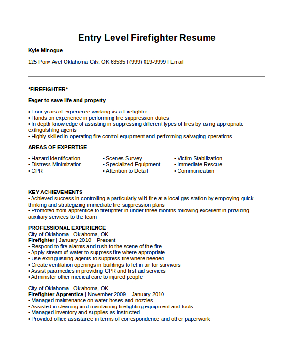 7+ Firefighter Resume Templates PDF, DOC