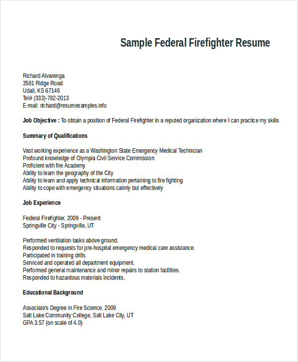 resume cover letter examples firefighter