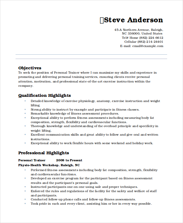 Personal Resume Template 6 Free Word Pdf Document