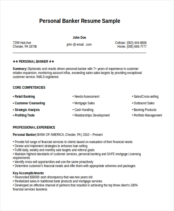 personal information in resume example