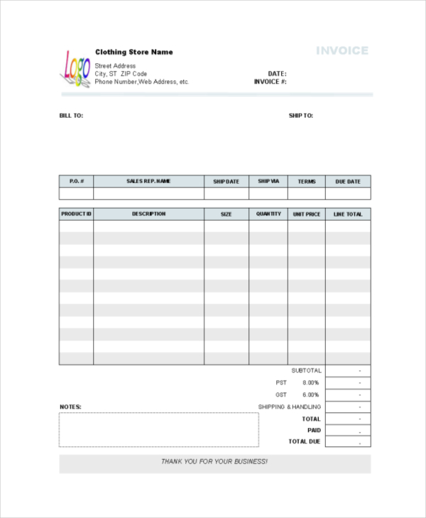 form invoice google Document 8 Word, Template Free PDF Receipt Store