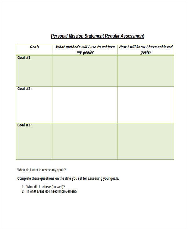 Personal Mission Statement Template