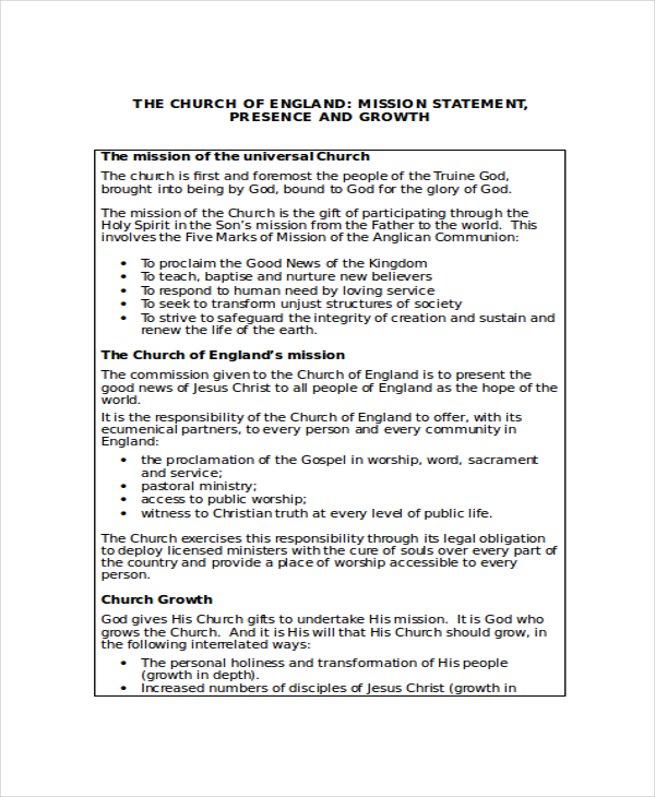 Mission Statement Template Pdf HQ Printable Documents