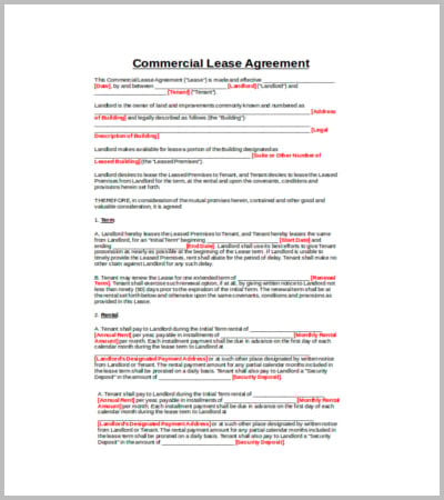 commercial property lease agreement